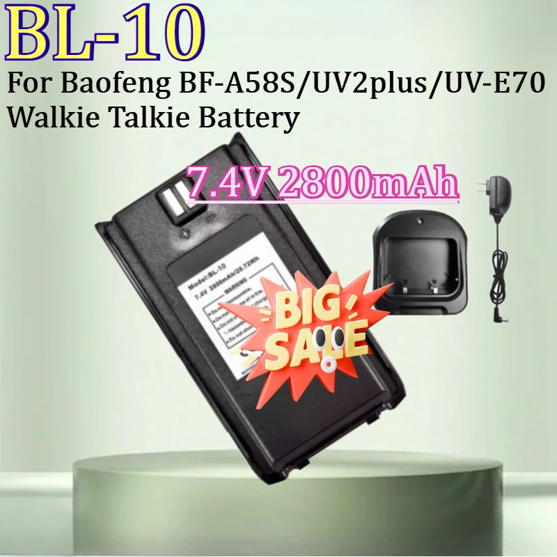 For Baofeng BF-A58S/UV2plus/UV-E70 Walkie Talkie Battery New BL-10 7.4V 2800mAh High Quality Battery
For Baofeng BF-A58S/UV2plus/UV-E70 Walkie Talkie Battery New BL-10 7.4V 2800mAh High Quality Battery