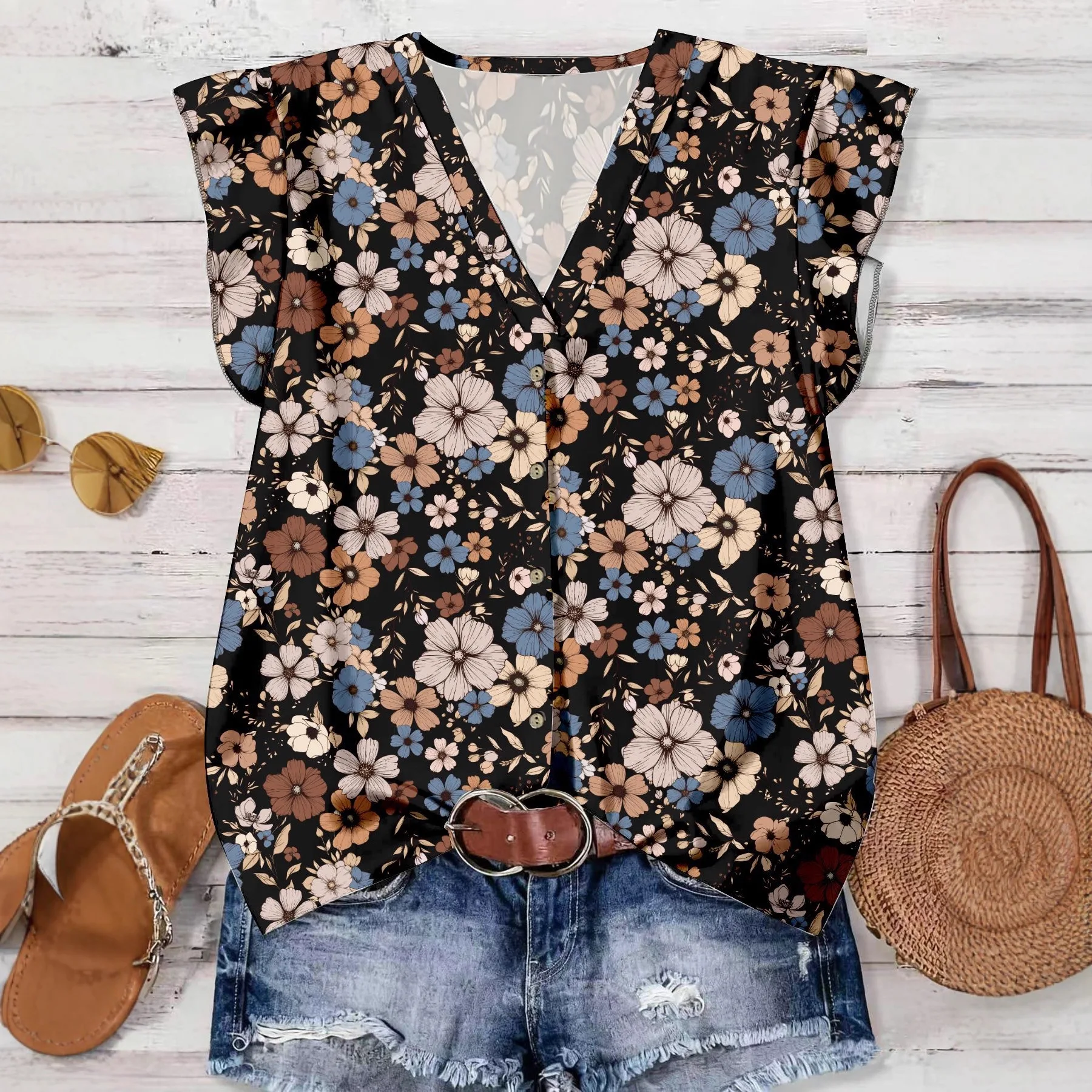 Women's Casual Summer Flower Printing Hoilday Beach Sleeveless Vest Blouse
Women's Casual Summer Flower Printing Hoilday Beach Sleeveless Vest Blouse