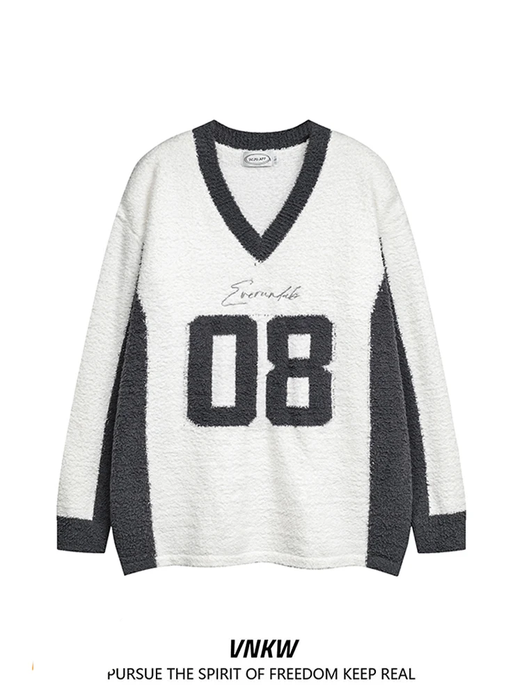 Thiened V-ne Knitted Sweater Casual Loose ex Retro College Sle Digital Patterned Knitwear for Men And Women
Thiened V-ne Knitted Sweater Casual Loose ex Retro College Sle Digital Patterned Knitwear for Men And Women