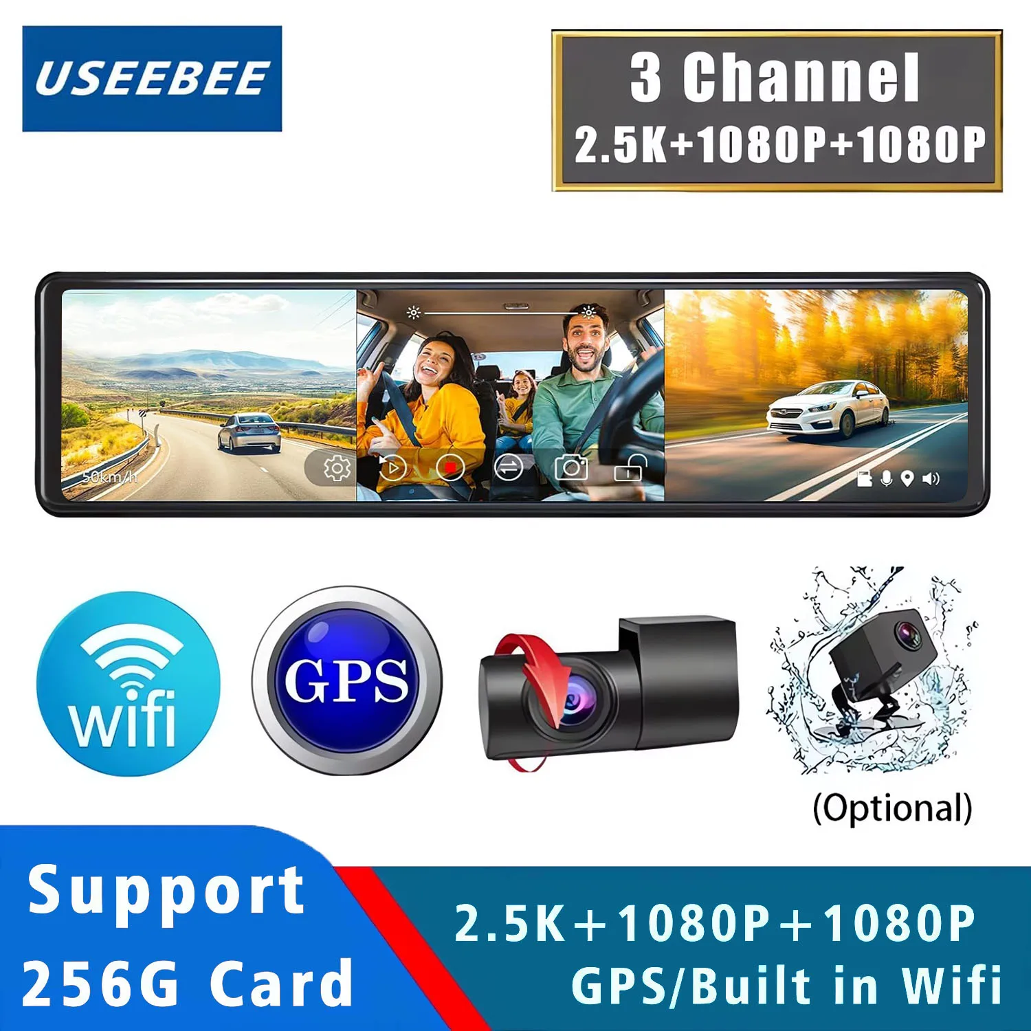 3 Channel 11.26" 2.5K+1080P+1080P Car Dvr GPS WIFI Dash Cam Interior Mirror Camera Drive Recorder Dashcam Stream Rear View
3 Channel 11.26" 2.5K+1080P+1080P Car Dvr GPS WIFI Dash Cam Interior Mirror Camera Drive Recorder Dashcam Stream Rear View