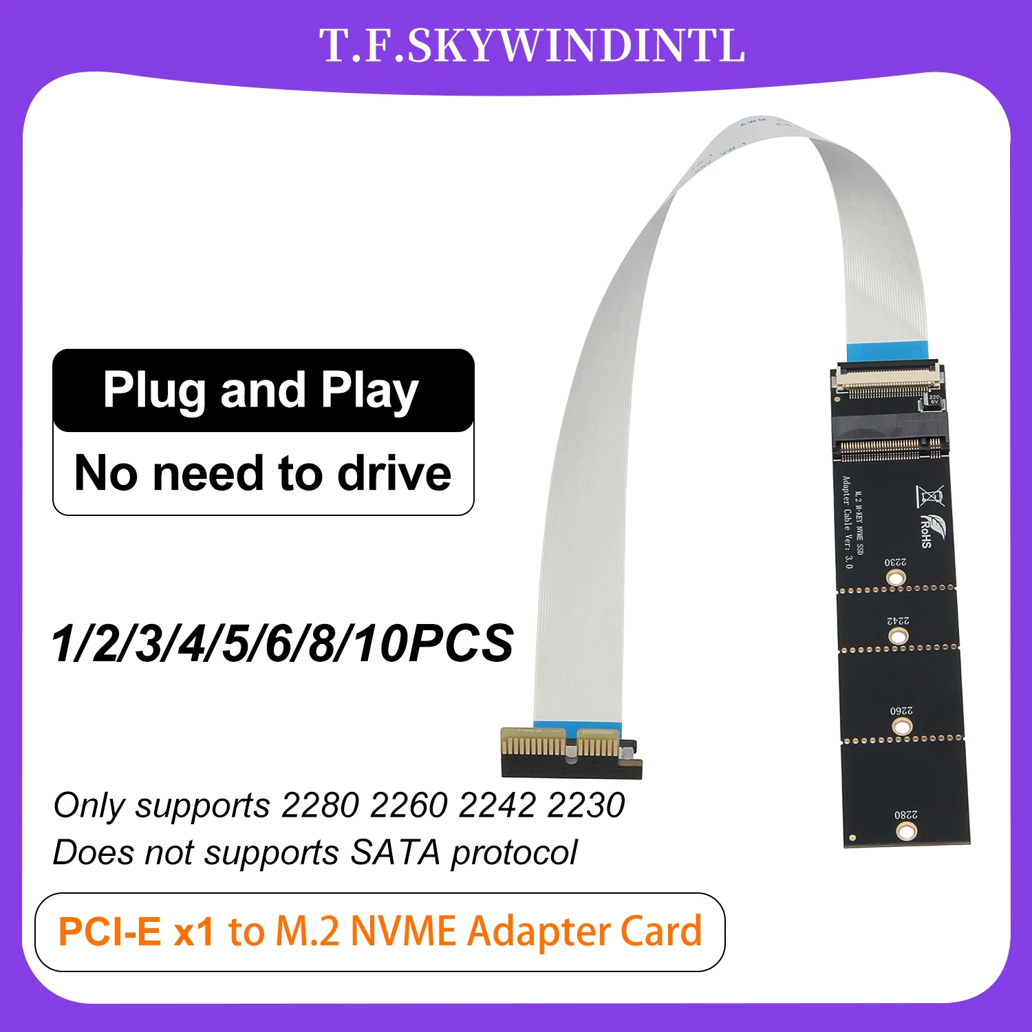 PCI-E x1 To M.2 NVME Adapter Card Desktop PCI-E x1 to M.2 NVME SSD Solid State Drive Extension Cable Support 2280 2260 2242 2230
PCI-E x1 To M.2 NVME Adapter Card Desktop PCI-E x1 to M.2 NVME SSD Solid State Drive Extension Cable Support 2280 2260 2242 2230