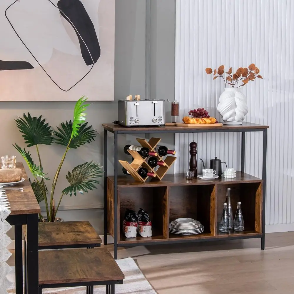 Buet Cabinet with Open Shelves, reestanding Kitchen Cabinet with 3-Cube Comparents, Coee Bar Crza Sideboard, 43.5 x 17 x 35 inch
Buet Cabinet with Open Shelves, reestanding Kitchen Cabinet with 3-Cube Comparents, Coee Bar Crza Sideboard, 43.5 x 17 x 35 inch
