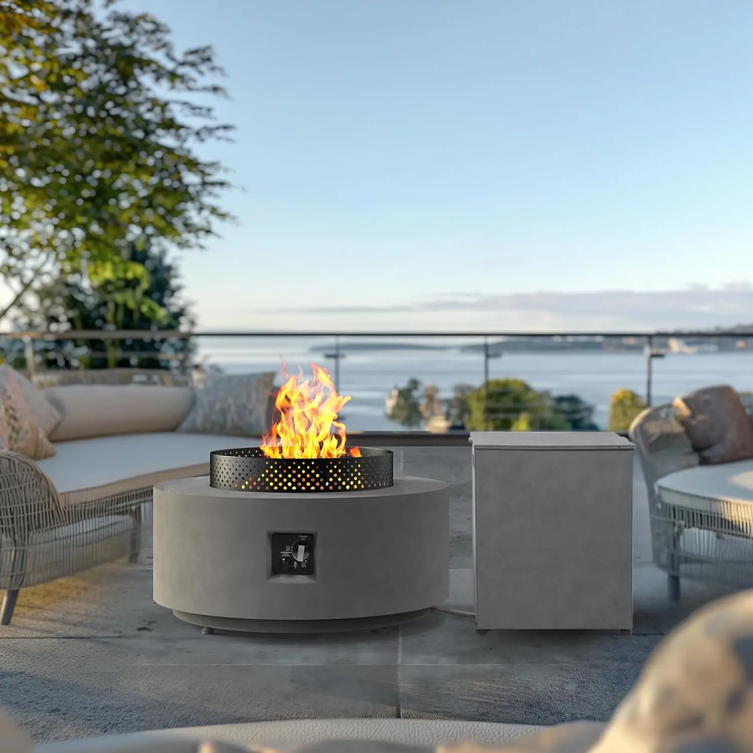 32 Inch Fire Pit Table, 2-Piece Outdoor Propane Fire Pit Table 3 in 1 65,000 BTU Round Gas Firepit, Wind Guard, 16 inches Tank S
32 Inch Fire Pit Table, 2-Piece Outdoor Propane Fire Pit Table 3 in 1 65,000 BTU Round Gas Firepit, Wind Guard, 16 inches Tank S