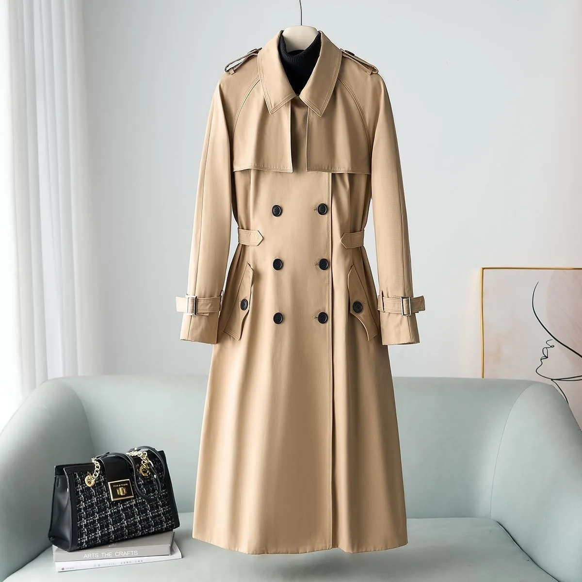 New Temperament Windbreaker Korean Coat 2025 Spring and Autumn Western Style Long British Style Trench for Women
New Temperament Windbreaker Korean Coat 2025 Spring and Autumn Western Style Long British Style Trench for Women