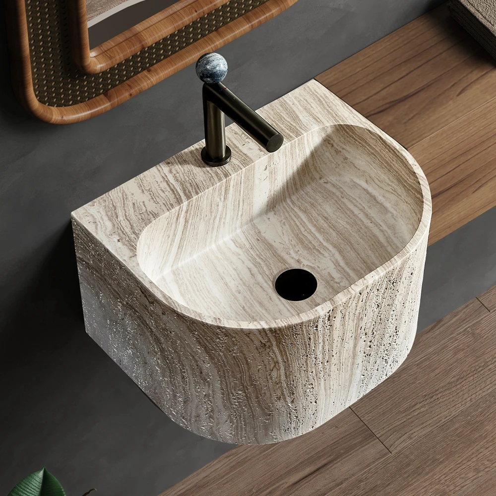 j* Japanese Wabi Sabi Style Wall Mounted Grey Travertine Marble Stone Wash Sink Artificial Stone Oval Shape Bathroom Basin Sink
j* Japanese Wabi Sabi Style Wall Mounted Grey Travertine Marble Stone Wash Sink Artificial Stone Oval Shape Bathroom Basin Sink