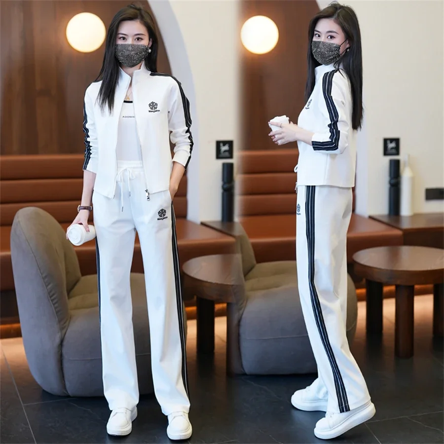 Korean Jogger Pant Tracksuit Women Outfit Loose Side Stripe Short Sweatshirt 2 Piece Sets Casual Wide Leg Pants Suit Female
Korean Jogger Pant Tracksuit Women Outfit Loose Side Stripe Short Sweatshirt 2 Piece Sets Casual Wide Leg Pants Suit Female