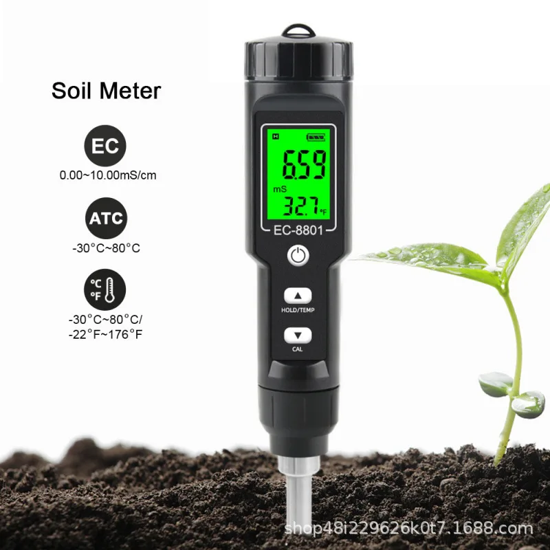 8801A Portable EC Value Salt Soil Detector Horticultural Planting Soil Detector EC Detection Pen