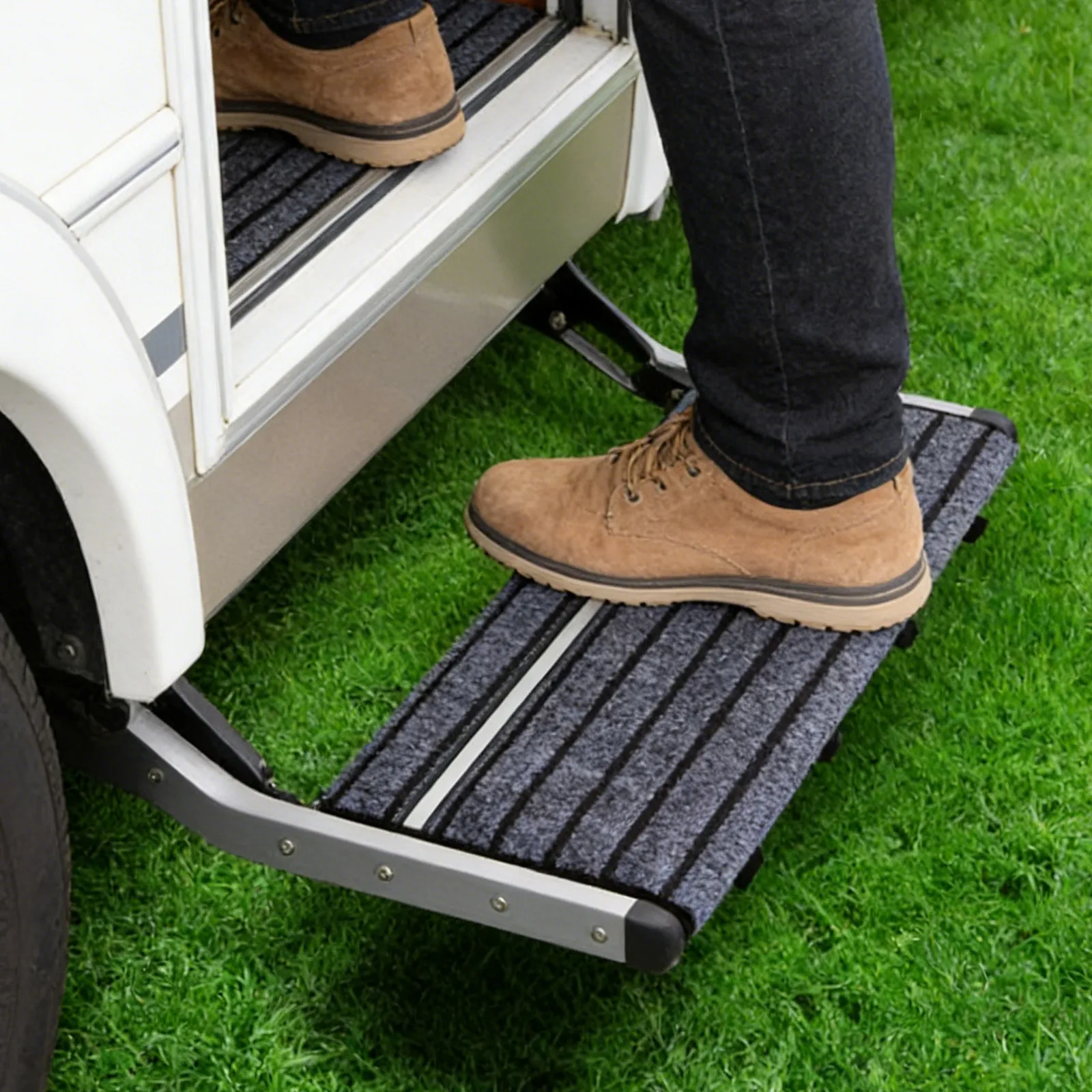 Rv Step Mat Outdoor Stair Tread Reflective Strips 18.1x9.8 Anti Slip Carpet Cover Camper Motorhome Entry Stairs Weather
Rv Step Mat Outdoor Stair Tread Reflective Strips 18.1x9.8 Anti Slip Carpet Cover Camper Motorhome Entry Stairs Weather
