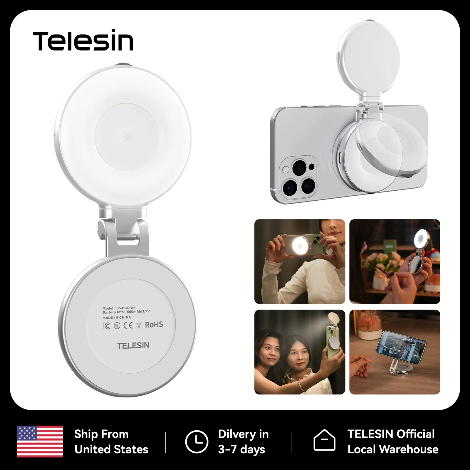 Магнитная лампа-подсветка TELESIN Mini для селфи, 3 режима, регулируемая яркость, совместимость с iPhone MagSafe, 360° ° Светодиодная кольцевая лампа для селфи
Магнитная лампа-подсветка TELESIN Mini для селфи, 3 режима, регулируемая яркость, совместимость с iPhone MagSafe, 360° ° Светодиодная кольцевая лампа для селфи