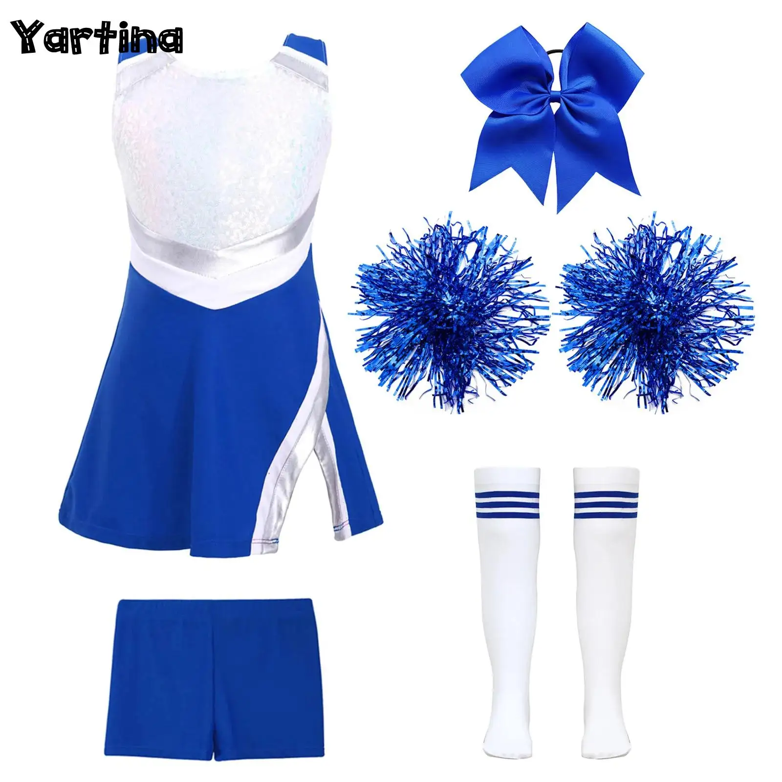 Kids Girls Cheerleader Costume Cheerleading Uniform Ballet Modern Cheer Dance Outfit Shiny Sequins Patchwork Dress with Shorts
Kids Girls Cheerleader Costume Cheerleading Uniform Ballet Modern Cheer Dance Outfit Shiny Sequins Patchwork Dress with Shorts