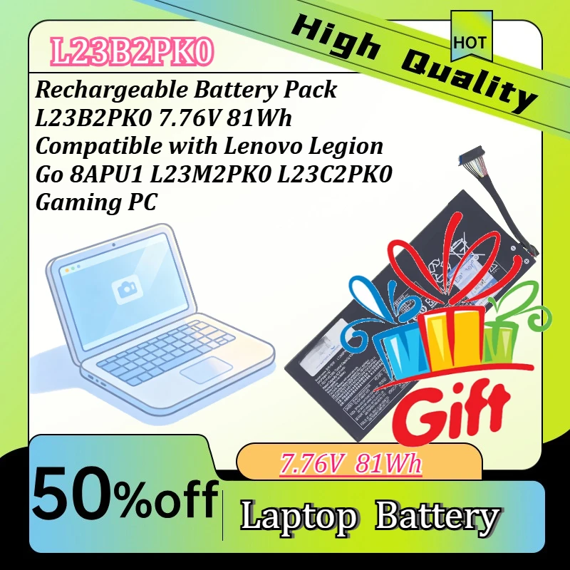 Rechargeable Battery Pack L23B2PK0 7.76V 81Wh Compatible with Lenovo Legion Go 8APU1 L23M2PK0 L23C2PK0 Gaming PC
Rechargeable Battery Pack L23B2PK0 7.76V 81Wh Compatible with Lenovo Legion Go 8APU1 L23M2PK0 L23C2PK0 Gaming PC