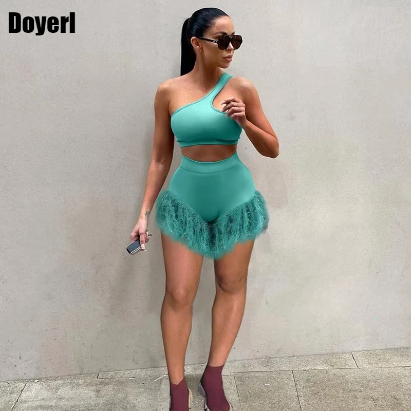 Plush Two Piece Shorts Set for Women Matching Sets Summer One Shoulder Crop Top Sport Sets Tracksuit Women Sexy Club Outfits
Plush Two Piece Shorts Set for Women Matching Sets Summer One Shoulder Crop Top Sport Sets Tracksuit Women Sexy Club Outfits