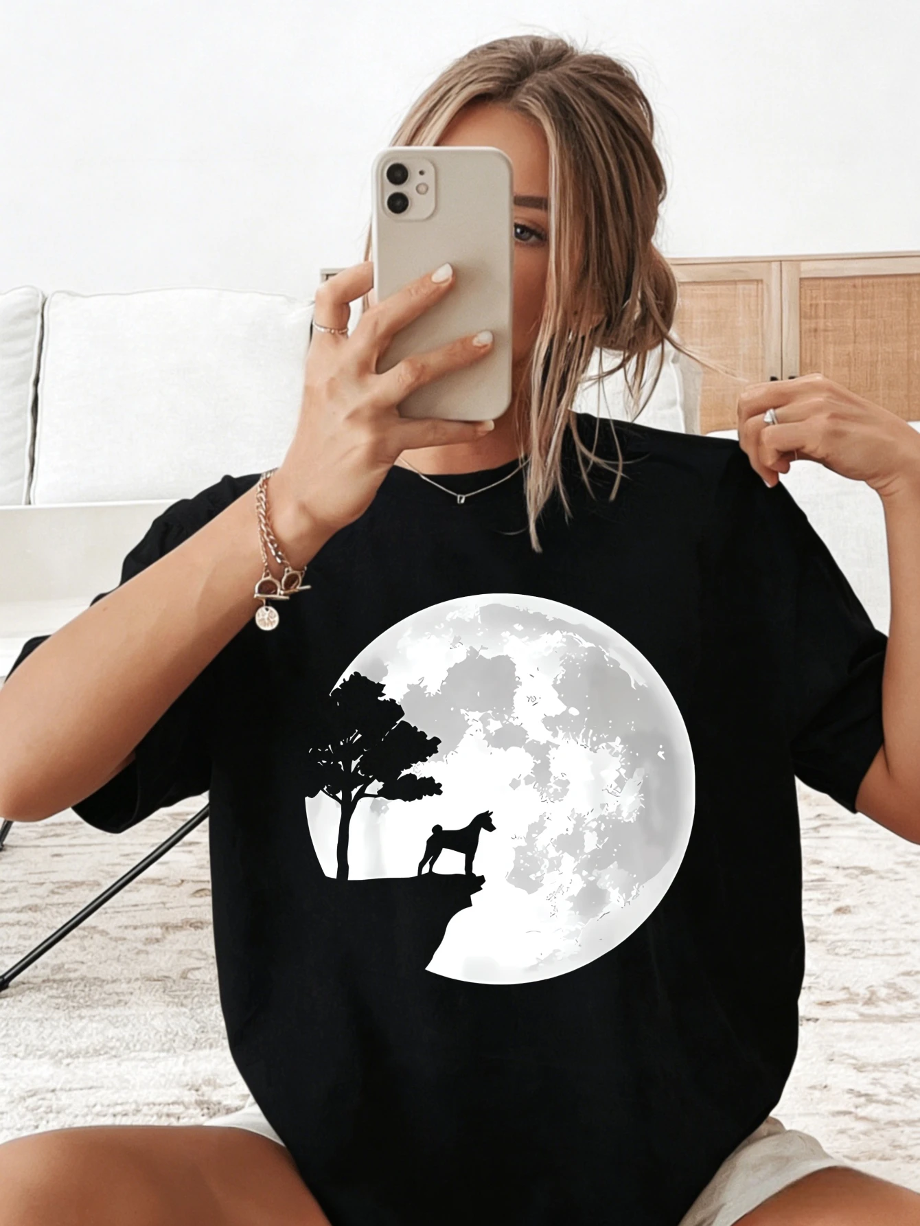 Womens Summer Casual Cotton T Shirt with Moon Wolf Tree Graphic Print Regular Fit Everyday Wear Gift for Her
Womens Summer Casual Cotton T Shirt with Moon Wolf Tree Graphic Print Regular Fit Everyday Wear Gift for Her