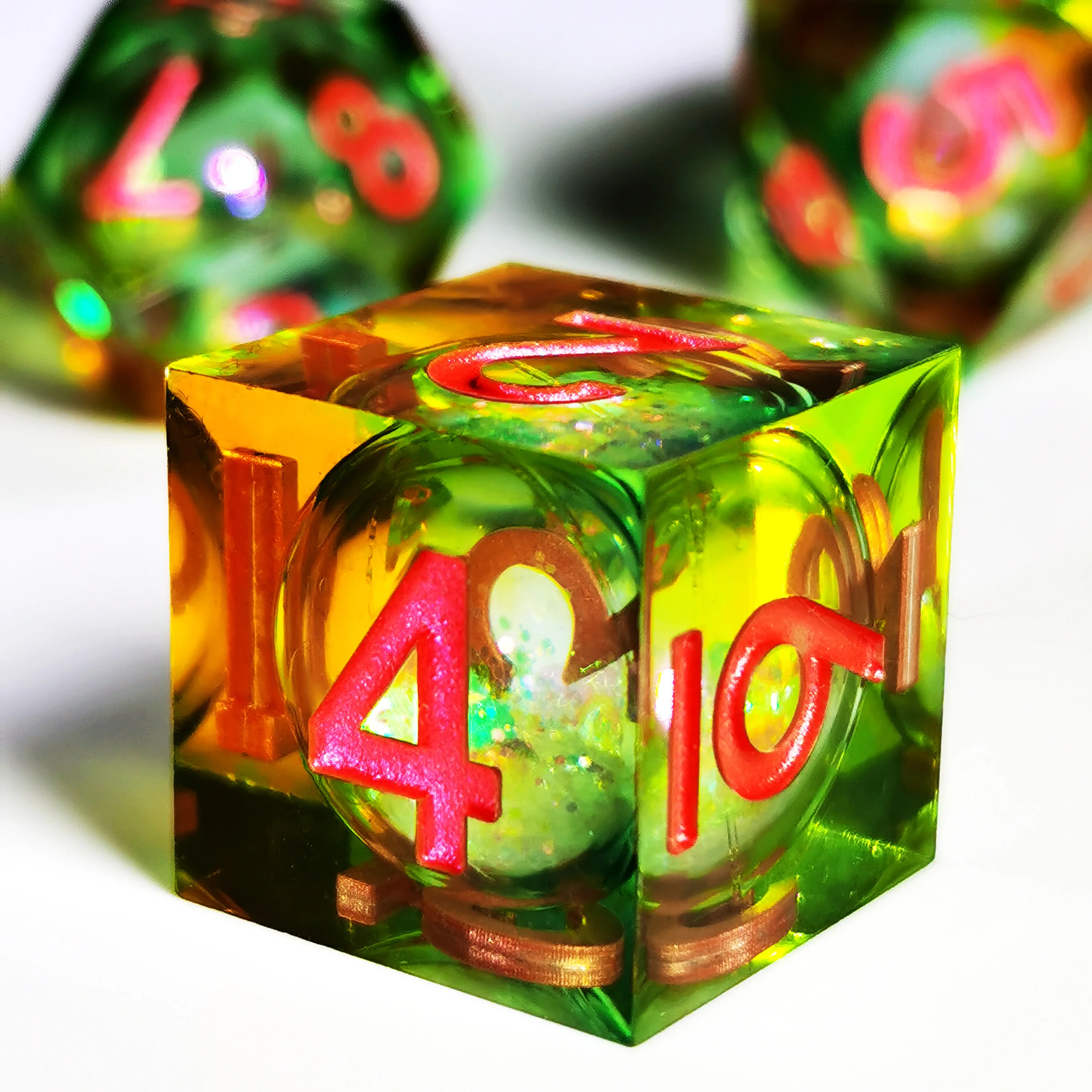 DnD Dice Set - 7pc Green Resin Polyhedral Dice for Dungeons and Dragons, RPG Games with Elegant Pattern (Translucent)
DnD Dice Set - 7pc Green Resin Polyhedral Dice for Dungeons and Dragons, RPG Games with Elegant Pattern (Translucent)