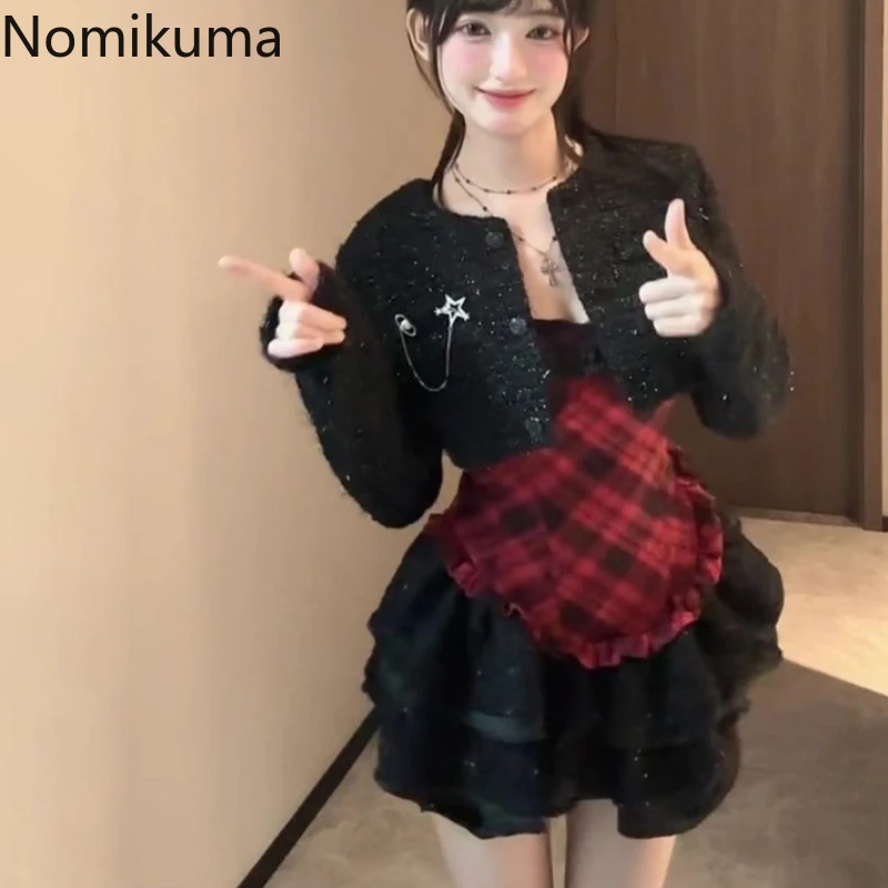2025 Women Clothing Two Piece Sets Long Sleeve Cropped Coat Patchwork Plaid Dresses Outfits Roupas Femme Fashion Sweet Y2k Suit
2025 Women Clothing Two Piece Sets Long Sleeve Cropped Coat Patchwork Plaid Dresses Outfits Roupas Femme Fashion Sweet Y2k Suit