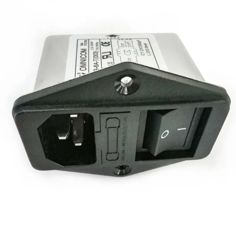 6A 15A EMI Filter Power Entry Module, AC 250V Noise Suppressor with Switch & Fuse Holder, XD3C-15A-T CW2B-6A-T IEC C14 Socket
6A 15A EMI Filter Power Entry Module, AC 250V Noise Suppressor with Switch & Fuse Holder, XD3C-15A-T CW2B-6A-T IEC C14 Socket