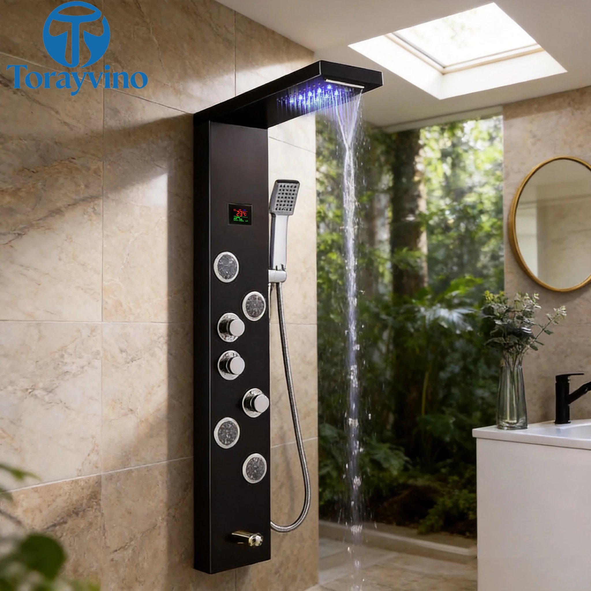 Torayvino LED Shower Panel Waterfall Rain Digital Display Shower System Set SPA Massage Jet Bathroom Column Tower System Faucet
Torayvino LED Shower Panel Waterfall Rain Digital Display Shower System Set SPA Massage Jet Bathroom Column Tower System Faucet