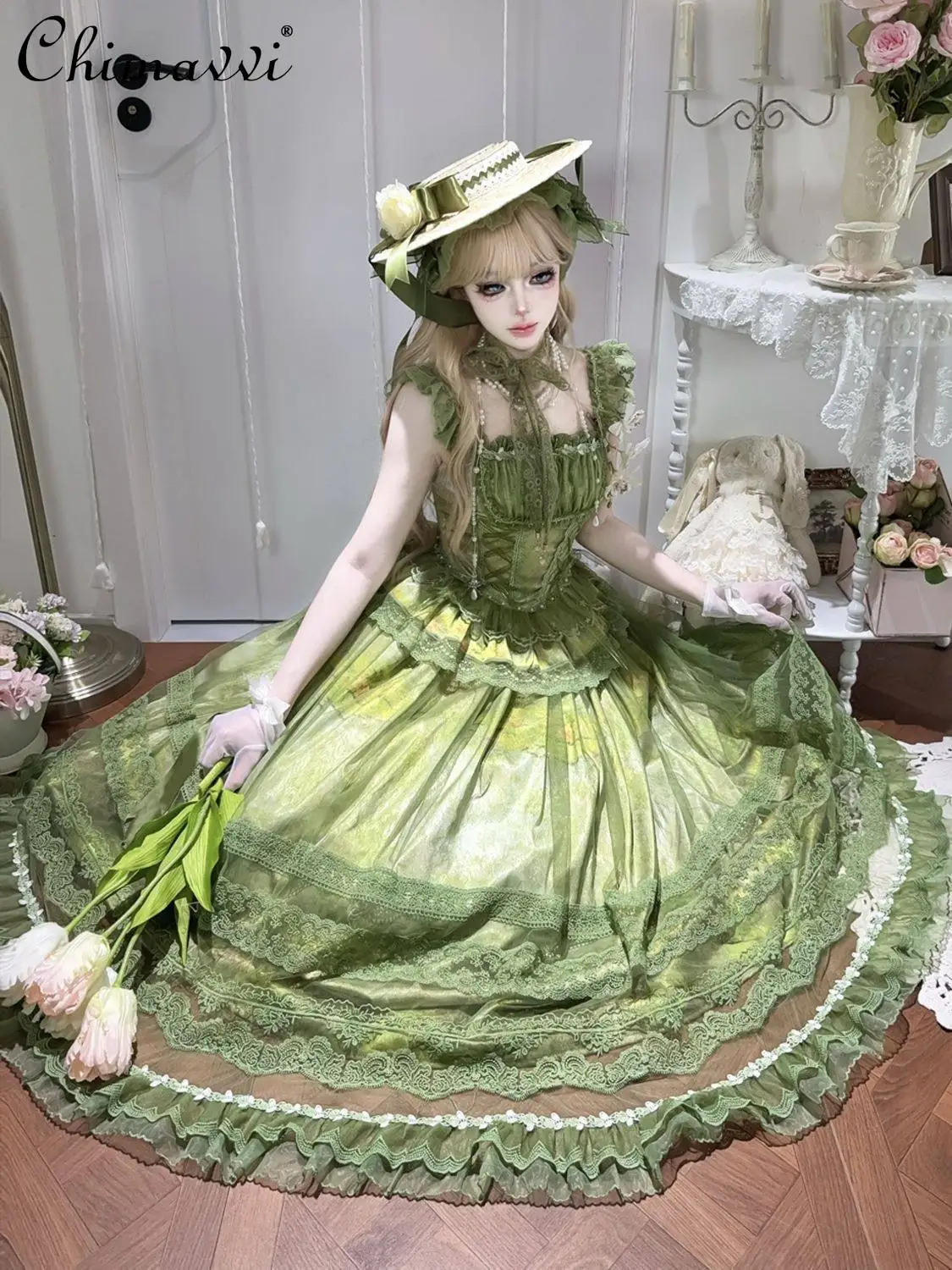 Original Design Lolita Dress Set Summer New Super Fairy Sweet Lace Girl Strap Top + Long Skirt Two-Piece Womens Princess Outfits
Original Design Lolita Dress Set Summer New Super Fairy Sweet Lace Girl Strap Top + Long Skirt Two-Piece Womens Princess Outfits