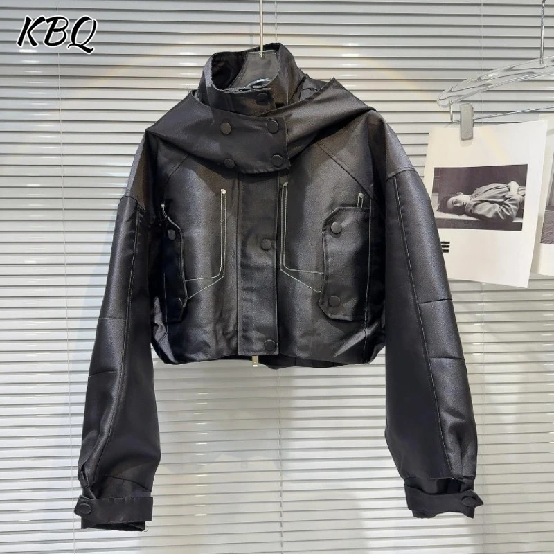 KBQ Solid Spliced Button Street Style Coatrs For Women Stand Collar Long Sleeve Hooded Short Jacket Trendy Female Fashion New
KBQ Solid Spliced Button Street Style Coatrs For Women Stand Collar Long Sleeve Hooded Short Jacket Trendy Female Fashion New