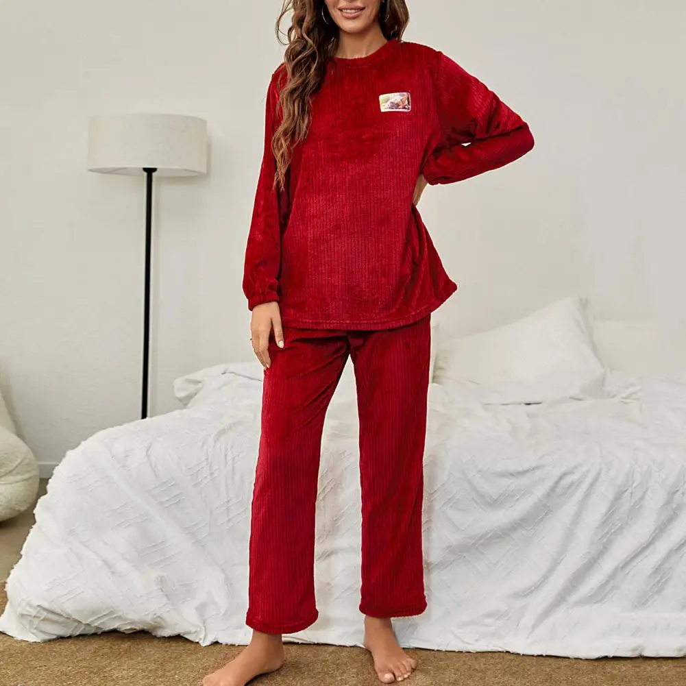 Print Pajama Set Round Neck Pajama Set Cozy Flannel Pajama Set for Women Long Sleeve Top Elastic Waist Trousers Fall for Home
Print Pajama Set Round Neck Pajama Set Cozy Flannel Pajama Set for Women Long Sleeve Top Elastic Waist Trousers Fall for Home