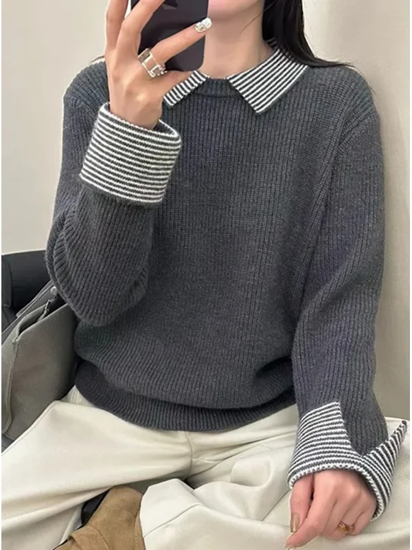 Женский укороченный вязаный свитер с воротником-имитацией двойки, базовая модель, весна 2026, новинка, корейский стиль, длинный рукав
Женский укороченный вязаный свитер с воротником-имитацией двойки, базовая модель, весна 2026, новинка, корейский стиль, длинный рукав