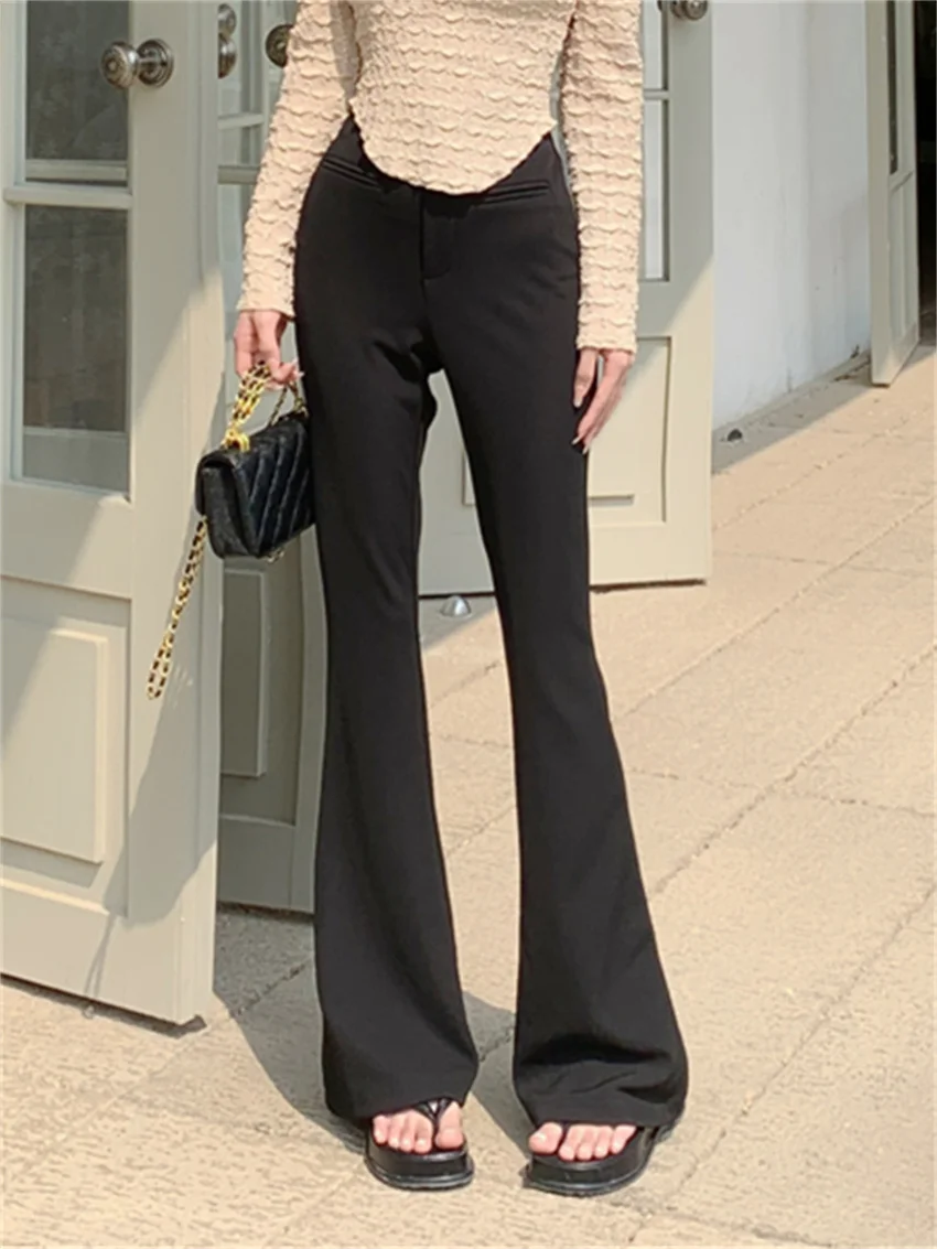 PLAMTEE 2023 Black Casual Solid Flare Trousers Women High Waist Summer Slim New Fashion Office Lady Vintage Work Wear Pants
PLAMTEE 2023 Black Casual Solid Flare Trousers Women High Waist Summer Slim New Fashion Office Lady Vintage Work Wear Pants
