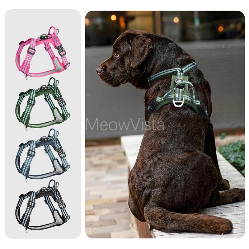 Reflective Striped H-type Dog Harness with Airtag Holder Comfortable Breathable Outdoor Walking Vest Harness Chien Accessoires
Reflective Striped H-type Dog Harness with Airtag Holder Comfortable Breathable Outdoor Walking Vest Harness Chien Accessoires