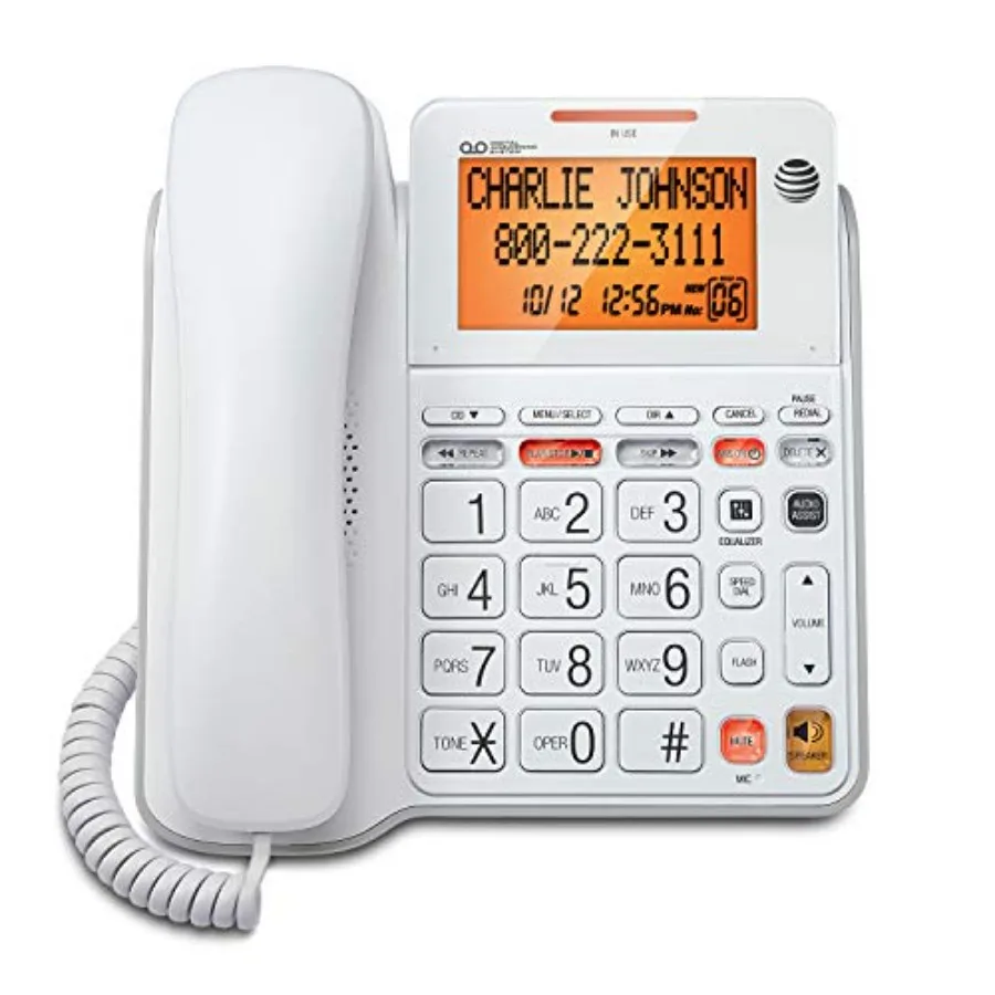 ATandT CL4940 Corded Phone with Digital Answering System Caller ID Large Tilt Display
ATandT CL4940 Corded Phone with Digital Answering System Caller ID Large Tilt Display