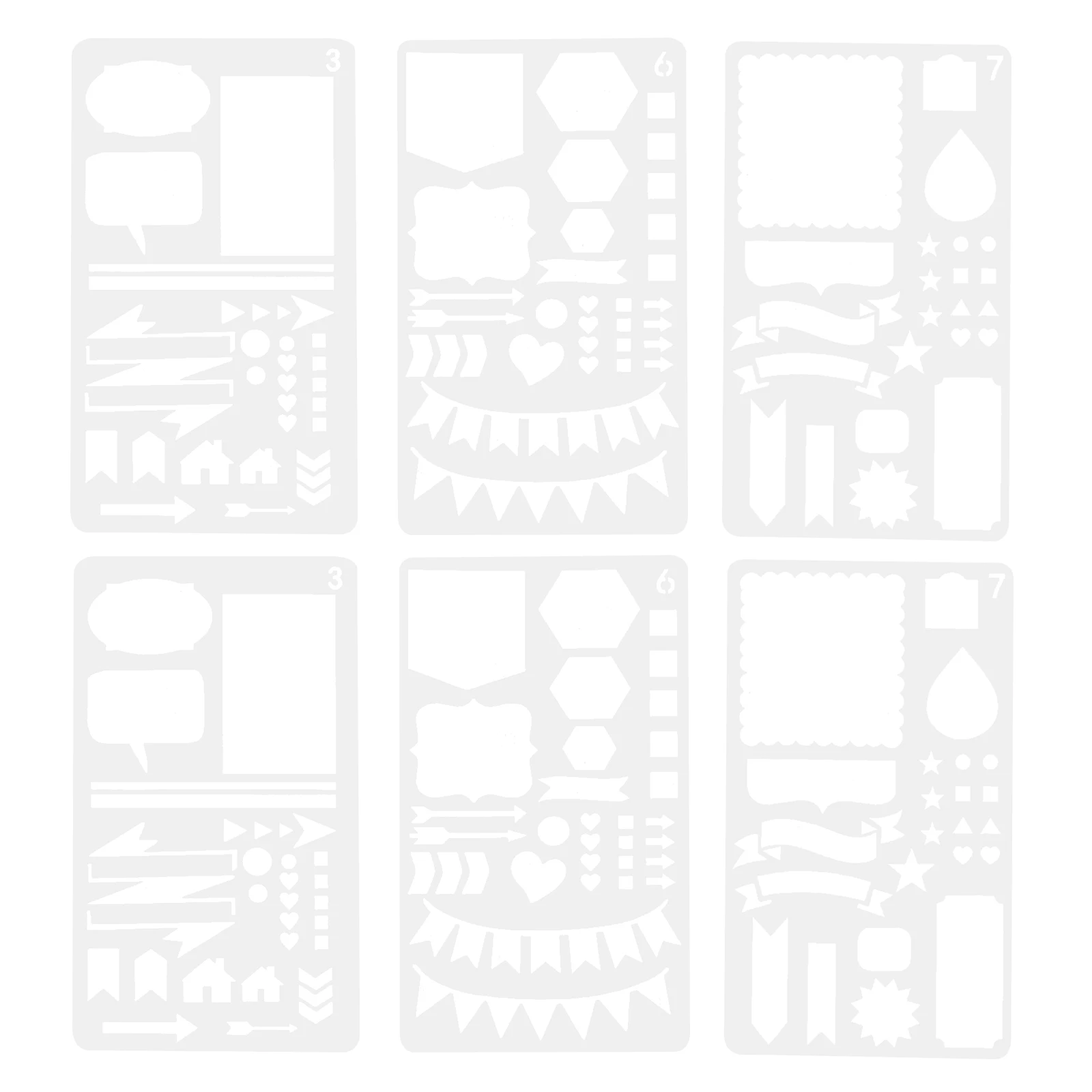 6pcs Drawing Lace Ruler Stencils Journaling Notebook Templates Hollow Out Reusable PET Craft DIY Projects Painting Tools
6pcs Drawing Lace Ruler Stencils Journaling Notebook Templates Hollow Out Reusable PET Craft DIY Projects Painting Tools