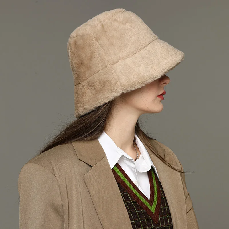 Hat Women's Autumn and Winter Imitation Rabbit fur Fisherman Hat Warm Solid Color Ear Protection Plush Basin Hat
Hat Women's Autumn and Winter Imitation Rabbit fur Fisherman Hat Warm Solid Color Ear Protection Plush Basin Hat