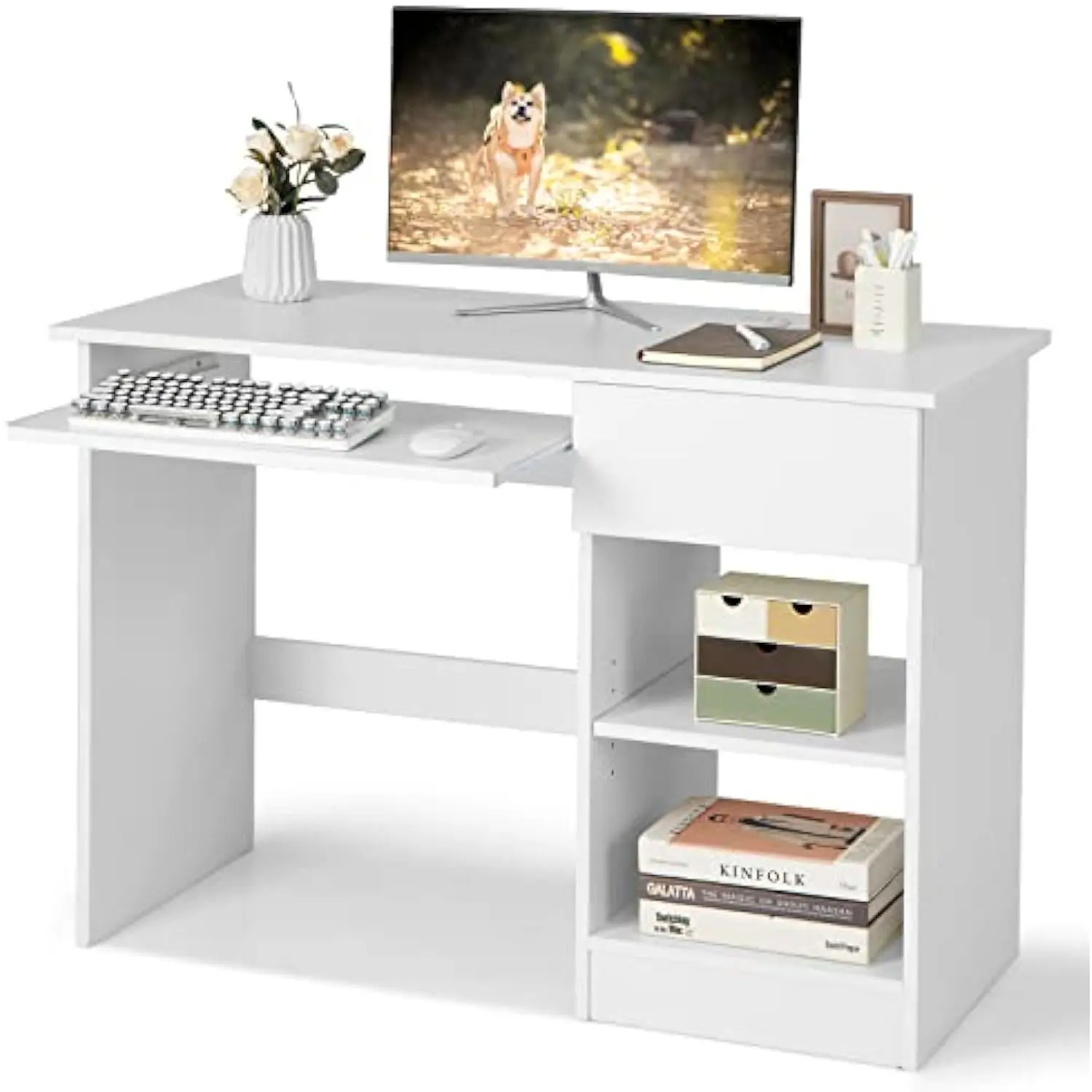 COSTWAY Computer Desk with Keyboard Tray, Large Drawer, Home Office Desk with Adjustable Shelf & Cable Hole, Study Desk, Modern
COSTWAY Computer Desk with Keyboard Tray, Large Drawer, Home Office Desk with Adjustable Shelf & Cable Hole, Study Desk, Modern