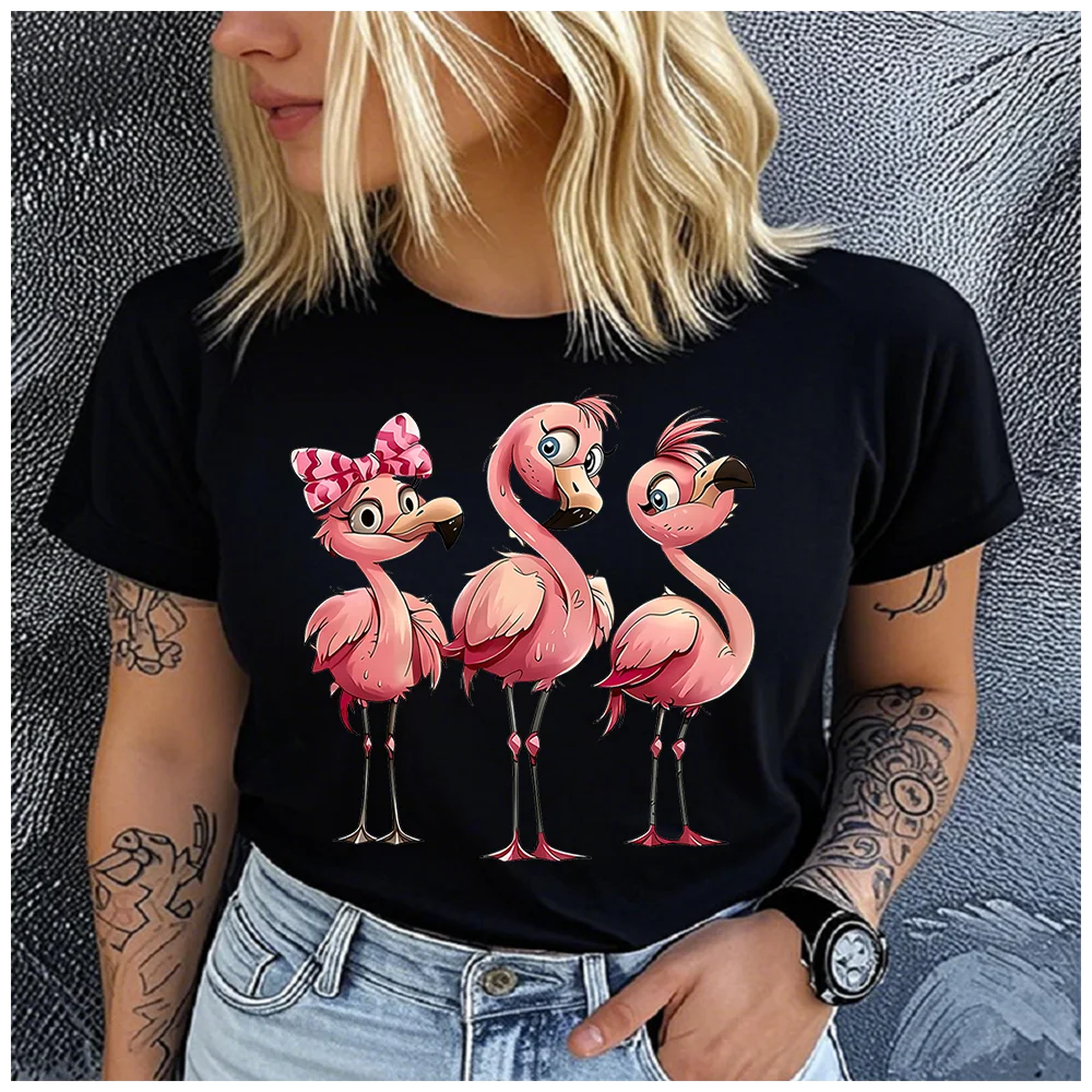men Women's Cotton 100% Cartoon flamingo Print T-shirt Loose round Neck Casual Short Sleeve Fashion Top Clothing Summer
men Women's Cotton 100% Cartoon flamingo Print T-shirt Loose round Neck Casual Short Sleeve Fashion Top Clothing Summer