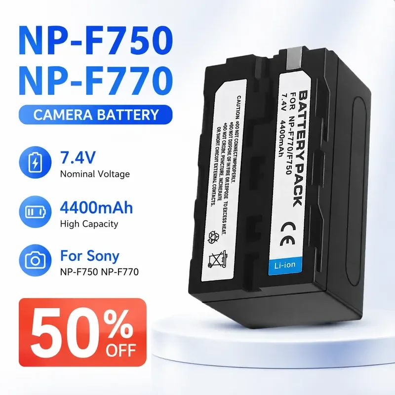NP-F750 NP-F770 7.4V 4400mAh for Sony NP-F750 NP-F770 Camera Battery Pack Rechargeable Li-ion Digital Battery High Capacity
NP-F750 NP-F770 7.4V 4400mAh for Sony NP-F750 NP-F770 Camera Battery Pack Rechargeable Li-ion Digital Battery High Capacity