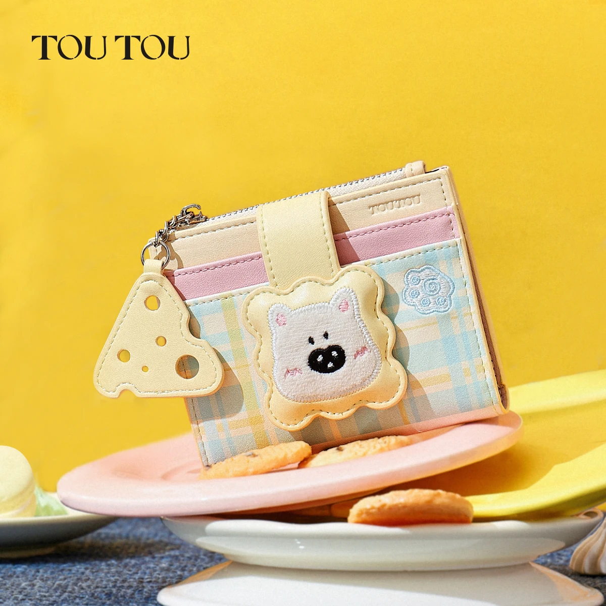 TOUTOU Cute Plaid Dog Short Bifold Wallet, 10 Card Slots Zipper Coin Purse, Small Trifold Wallet for Women|Women's small wallet
TOUTOU Cute Plaid Dog Short Bifold Wallet, 10 Card Slots Zipper Coin Purse, Small Trifold Wallet for Women|Women's small wallet