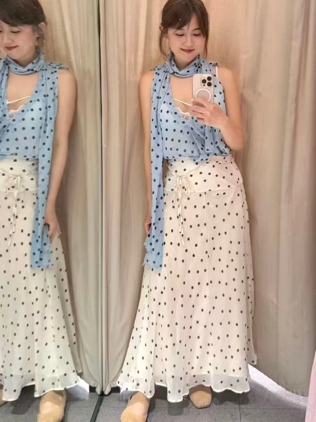 Sweet Gentle Summer New High Waist Fashionable Polka Dot A-Line Midi Skirt Women's Belted Half Skirt Casual Breathable Polyes...
Sweet Gentle Summer New High Waist Fashionable Polka Dot A-Line Midi Skirt Women's Belted Half Skirt Casual Breathable Polyes...