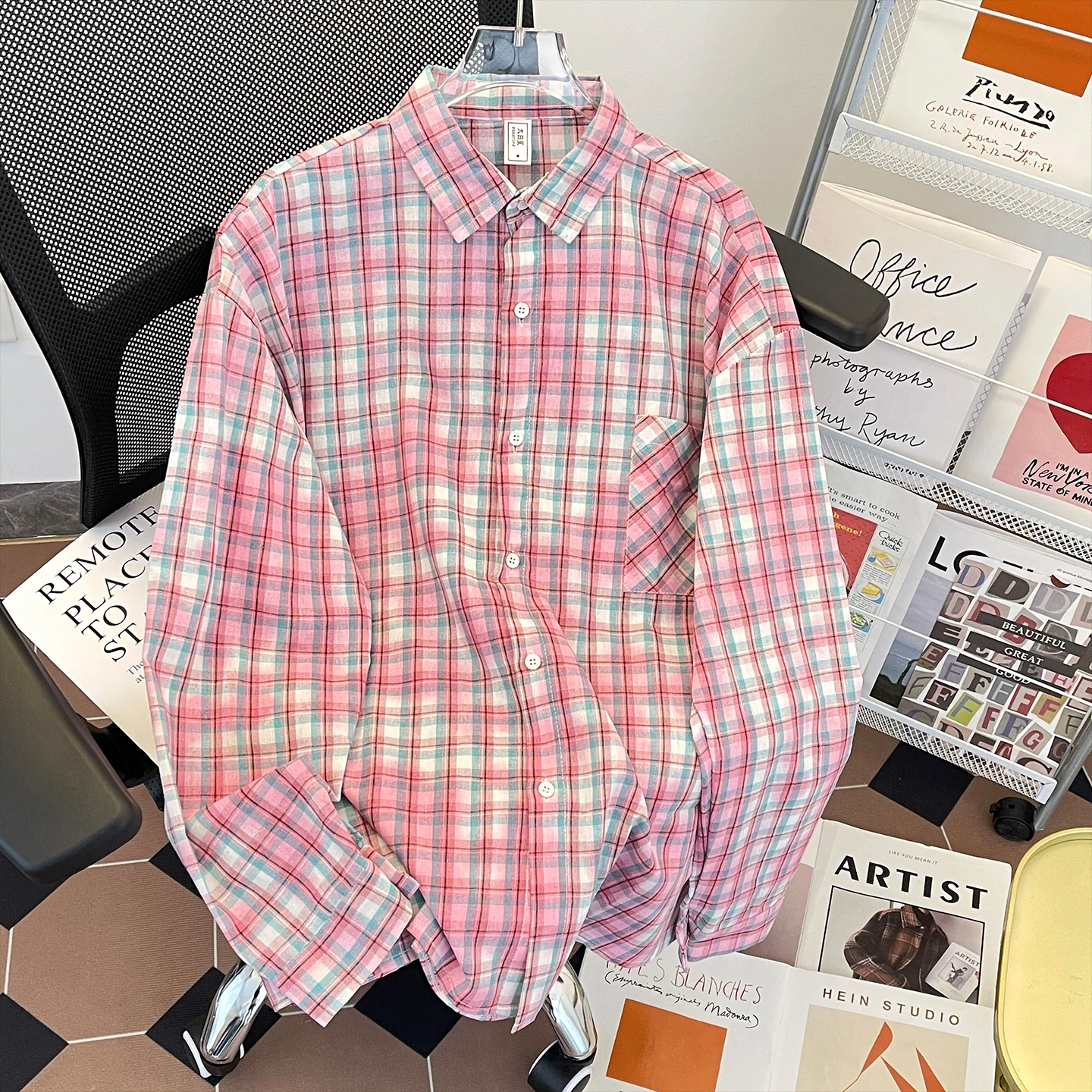 Early Spring Pink Plaid Loose Casual irt Men's Summer Sun Protection Tie Dye Contrast Color Lazy Sle Outerwear irt
Early Spring Pink Plaid Loose Casual irt Men's Summer Sun Protection Tie Dye Contrast Color Lazy Sle Outerwear irt