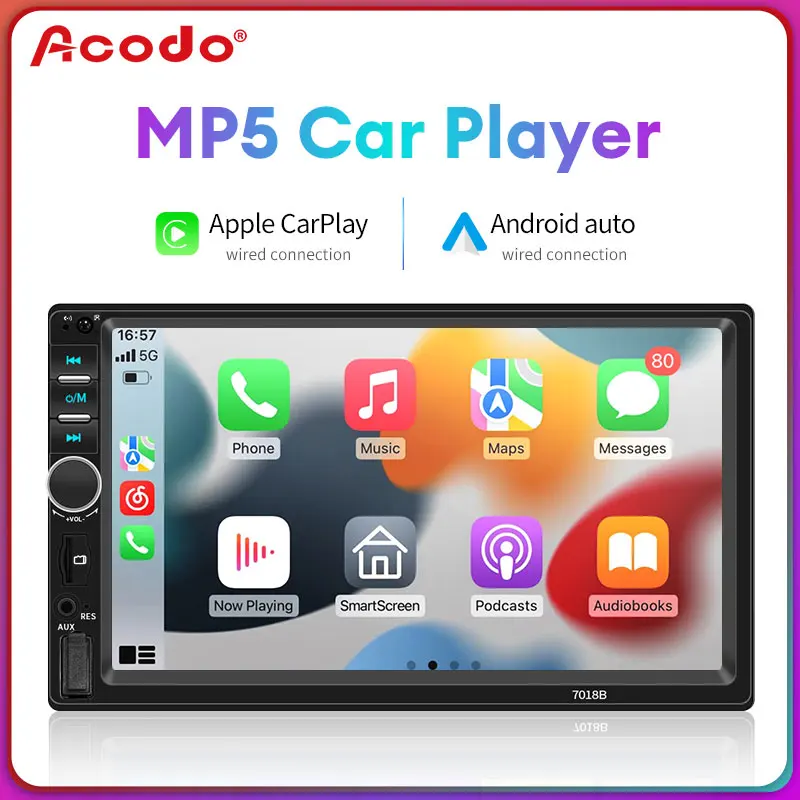 Acodo 7" FM Radio MP5 Wired Carplay Android Auto Bluetooth Connection 2Din Multimedia Player 7018b Mirror Link Reversing Input
Acodo 7" FM Radio MP5 Wired Carplay Android Auto Bluetooth Connection 2Din Multimedia Player 7018b Mirror Link Reversing Input