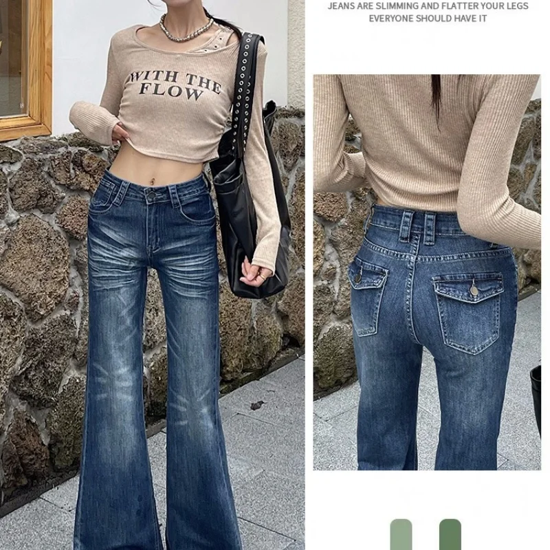 American-Style Low-Rise Slightly Flared Jeans for Women Spring/Autumn New Arrival Slim-Fit Minimalist Retro Flared Trousers
American-Style Low-Rise Slightly Flared Jeans for Women Spring/Autumn New Arrival Slim-Fit Minimalist Retro Flared Trousers