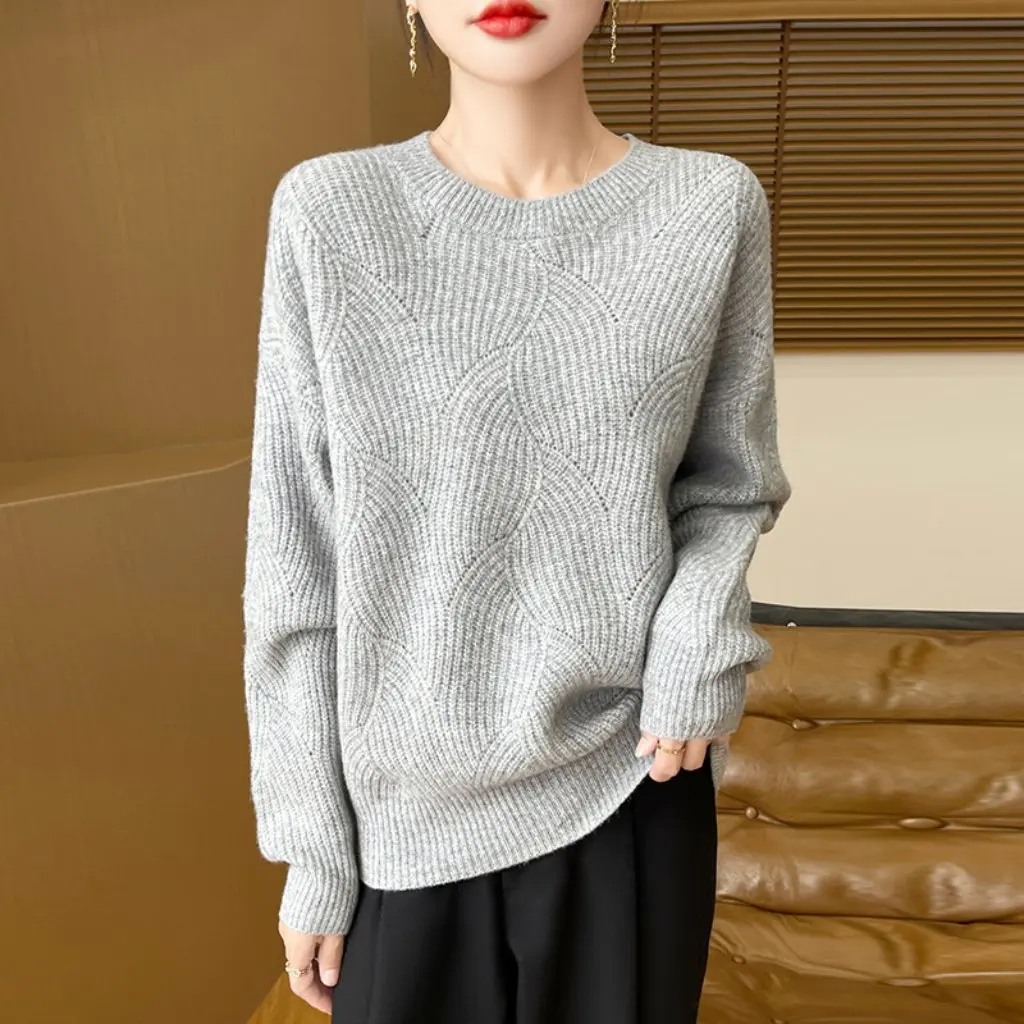Осень-зима, мягкий витой вязаный шерстяной свитер с длинным рукавом и круглым вырезом, свободный утягивающий топ с заниженными плечами, женская мода
Осень-зима, мягкий витой вязаный шерстяной свитер с длинным рукавом и круглым вырезом, свободный утягивающий топ с заниженными плечами, женская мода
