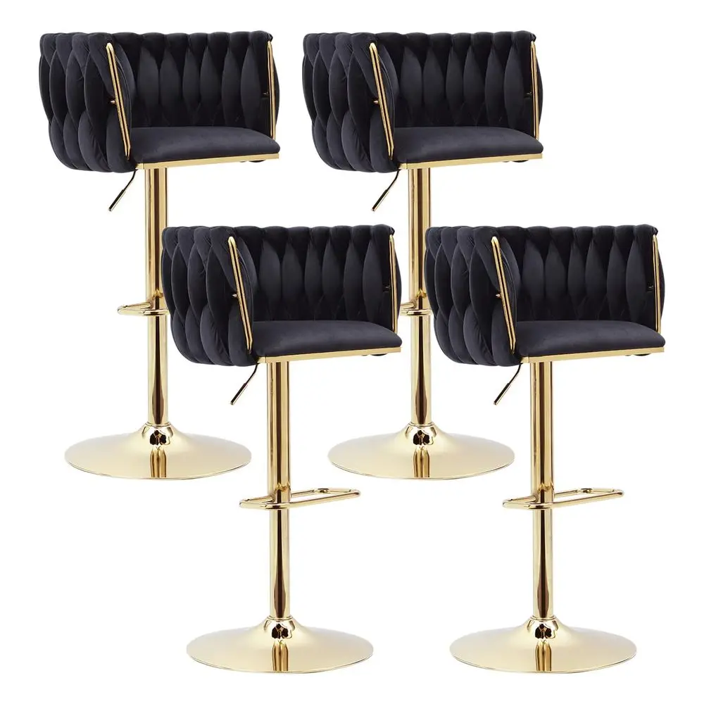 Black Velvet Bar Stools Set of 4 Modern Adjustable Swivel Counter Height Chairs with Woven Back, Gold Metal Leg amp Base Bar Ch
Black Velvet Bar Stools Set of 4 Modern Adjustable Swivel Counter Height Chairs with Woven Back, Gold Metal Leg amp Base Bar Ch