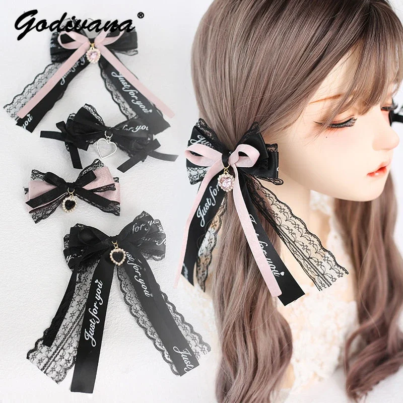 Japanese Girl Lolita Pink Black Hairpin Letter Bow Hair Clips Sweet Side Clip Headdress Hairclips Rhinestone Hair Accessories
Japanese Girl Lolita Pink Black Hairpin Letter Bow Hair Clips Sweet Side Clip Headdress Hairclips Rhinestone Hair Accessories