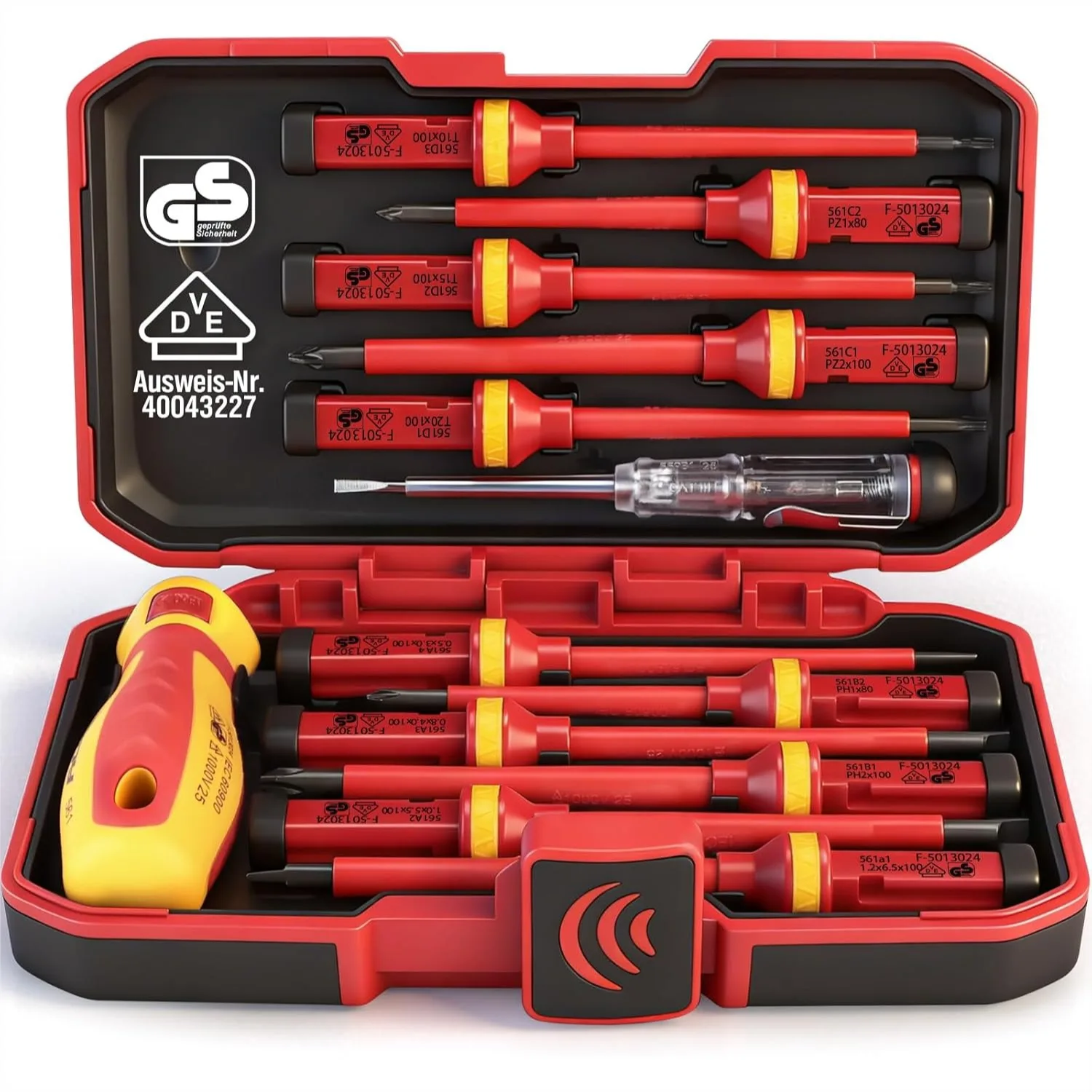 1000V Insulated Electrician Screwdriver Set 13-Piece Professional Electrical Screwdriver Set With Insulation Handle CRV Steel Magnetic Phillips Slotted Pozi Torx Tips
1000V Insulated Electrician Screwdriver Set 13-Piece Professional Electrical Screwdriver Set With Insulation Handle CRV Steel Magnetic Phillips Slotted Pozi Torx Tips