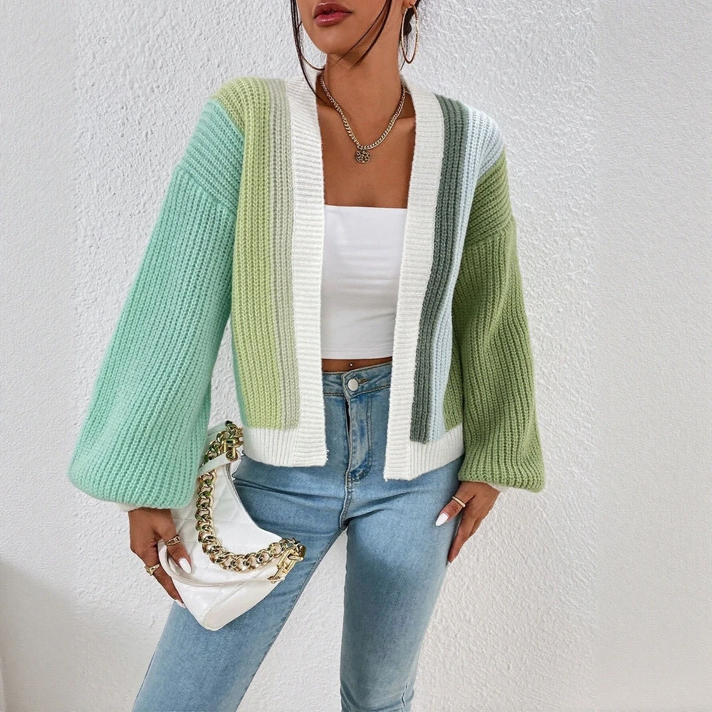 Women's Autumn Cardigan Fashion Basics Contrast Color Long Sleeve Open Front Daily Cardigan
Women's Autumn Cardigan Fashion Basics Contrast Color Long Sleeve Open Front Daily Cardigan