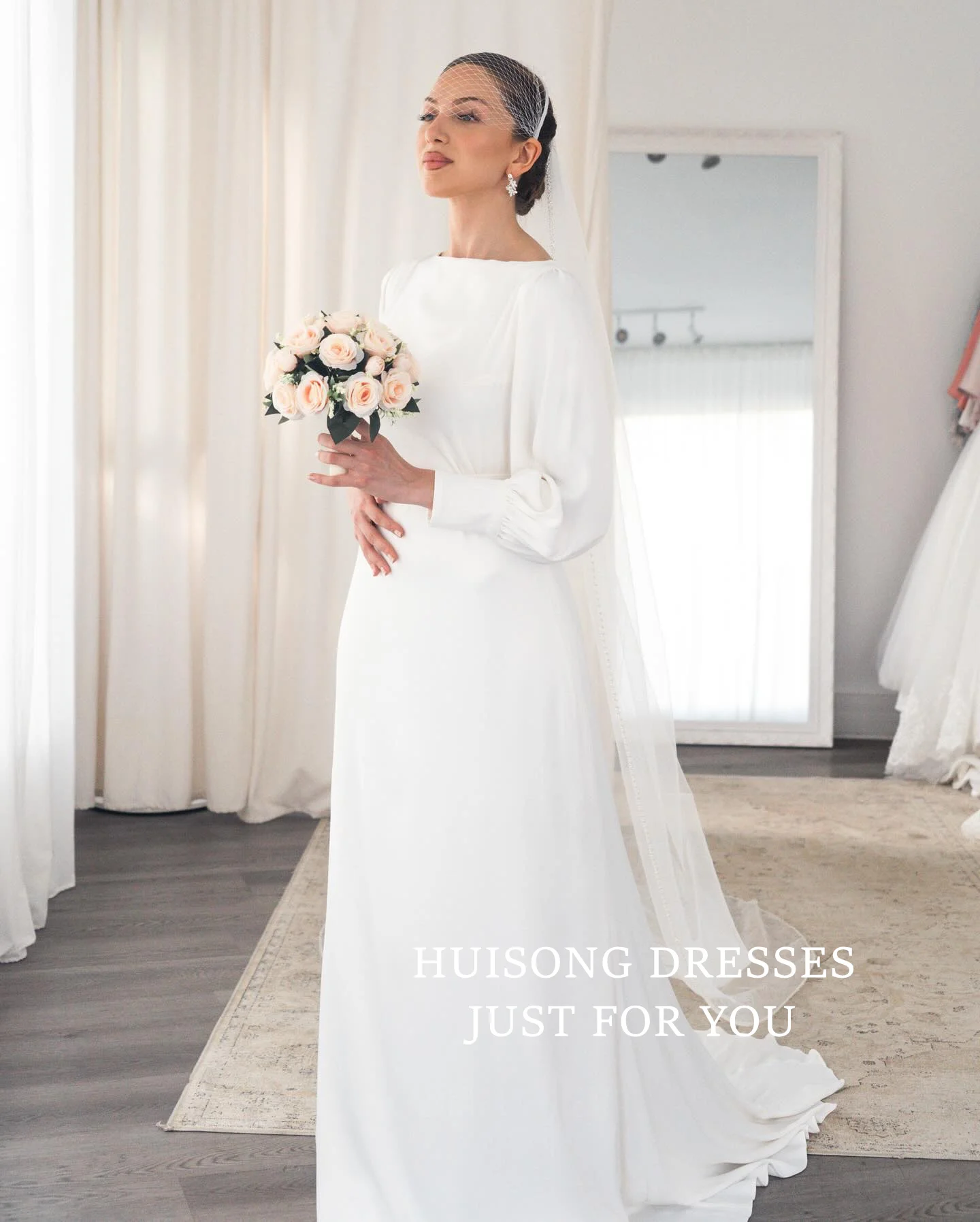 HUISONG Customized Satin Mermaid Wedding Dresses Long Sleeves O-Neck Muslim Bride Dress Modest Long Wedding Gown
HUISONG Customized Satin Mermaid Wedding Dresses Long Sleeves O-Neck Muslim Bride Dress Modest Long Wedding Gown