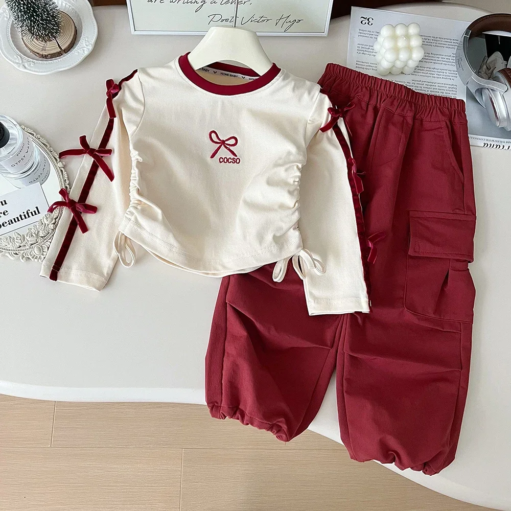Girls Fashion Bow Pullover Tops+Cargo Pants 2Pcs Spring Autumn Casual Children Clothes Sets Kids Sweatshirt Outfit Suit 2-8T
Girls Fashion Bow Pullover Tops+Cargo Pants 2Pcs Spring Autumn Casual Children Clothes Sets Kids Sweatshirt Outfit Suit 2-8T