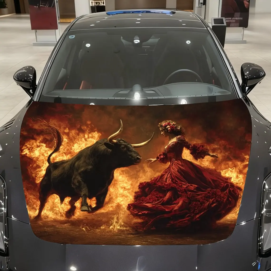 Flame Dancer And Bullfighting Vinyl Car Hood Stickers-durable,waterproof,UV Resistant PVC Stickers Suitable For Trucks,SUVs,and
Flame Dancer And Bullfighting Vinyl Car Hood Stickers-durable,waterproof,UV Resistant PVC Stickers Suitable For Trucks,SUVs,and