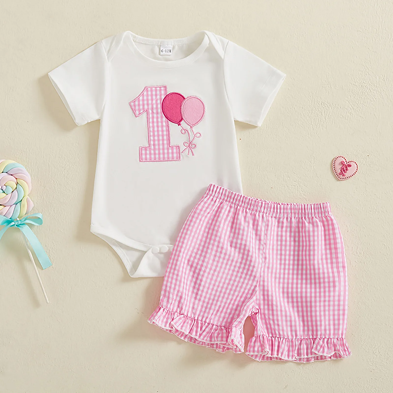 0-18m Newborn Baby Girl Birthday Outfits Letter Balloon Embroidery Crew Neck Short Sleeve Romper Plaid Shorts 2Pcs Clothes Sets
0-18m Newborn Baby Girl Birthday Outfits Letter Balloon Embroidery Crew Neck Short Sleeve Romper Plaid Shorts 2Pcs Clothes Sets