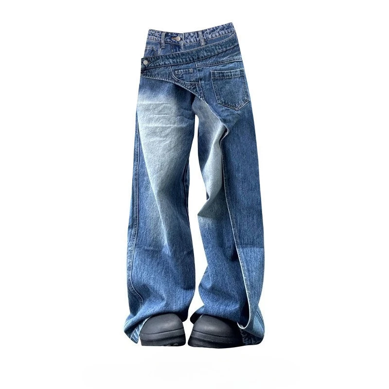 American street large size washed deconstruction oblique spell dislocation design jeans women's loose straight drape pants tide
American street large size washed deconstruction oblique spell dislocation design jeans women's loose straight drape pants tide