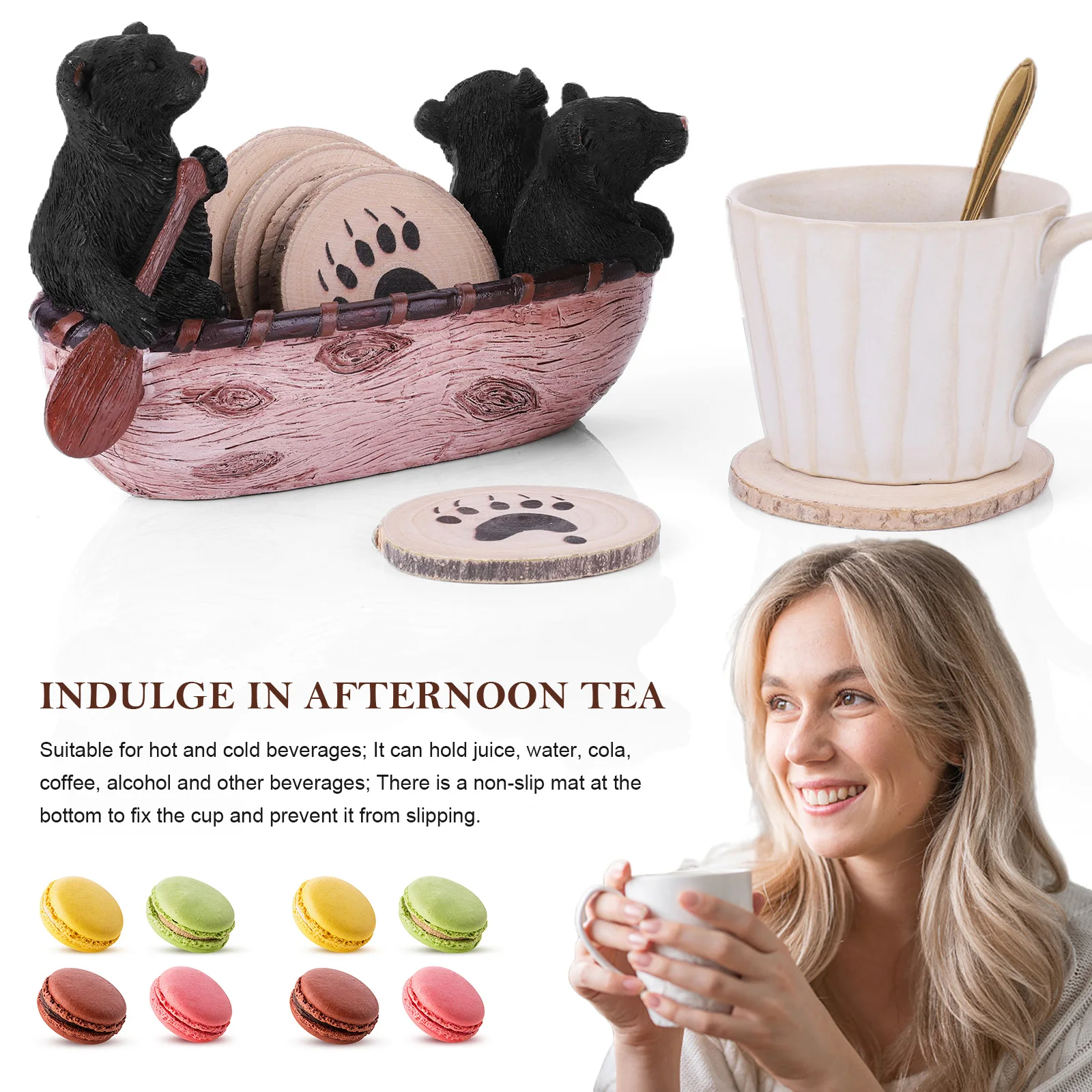 Set–6 Bear Coasters with Adorable Black Bear Figurines Bear Coaster Set Rustic Drink Coasters Black Bear Log Cabin Decorations
Set–6 Bear Coasters with Adorable Black Bear Figurines Bear Coaster Set Rustic Drink Coasters Black Bear Log Cabin Decorations