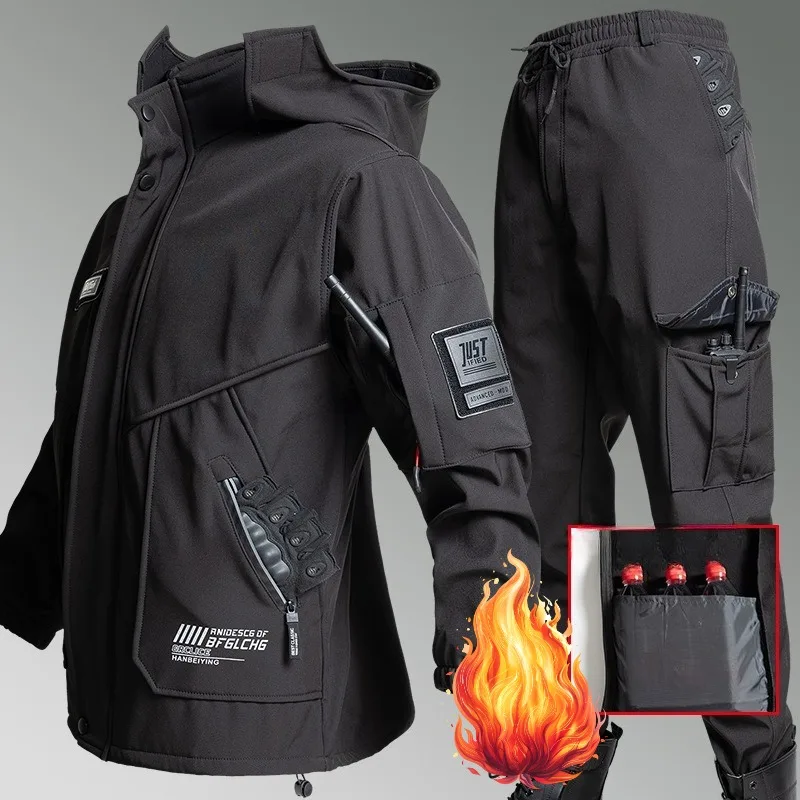 Men's Thick Autumn and Winter Warm Tactical Suit Cargo Wear-resistant Hooded Zipper Jacket Multi Pocket Casual Jacket+pants Set
Men's Thick Autumn and Winter Warm Tactical Suit Cargo Wear-resistant Hooded Zipper Jacket Multi Pocket Casual Jacket+pants Set